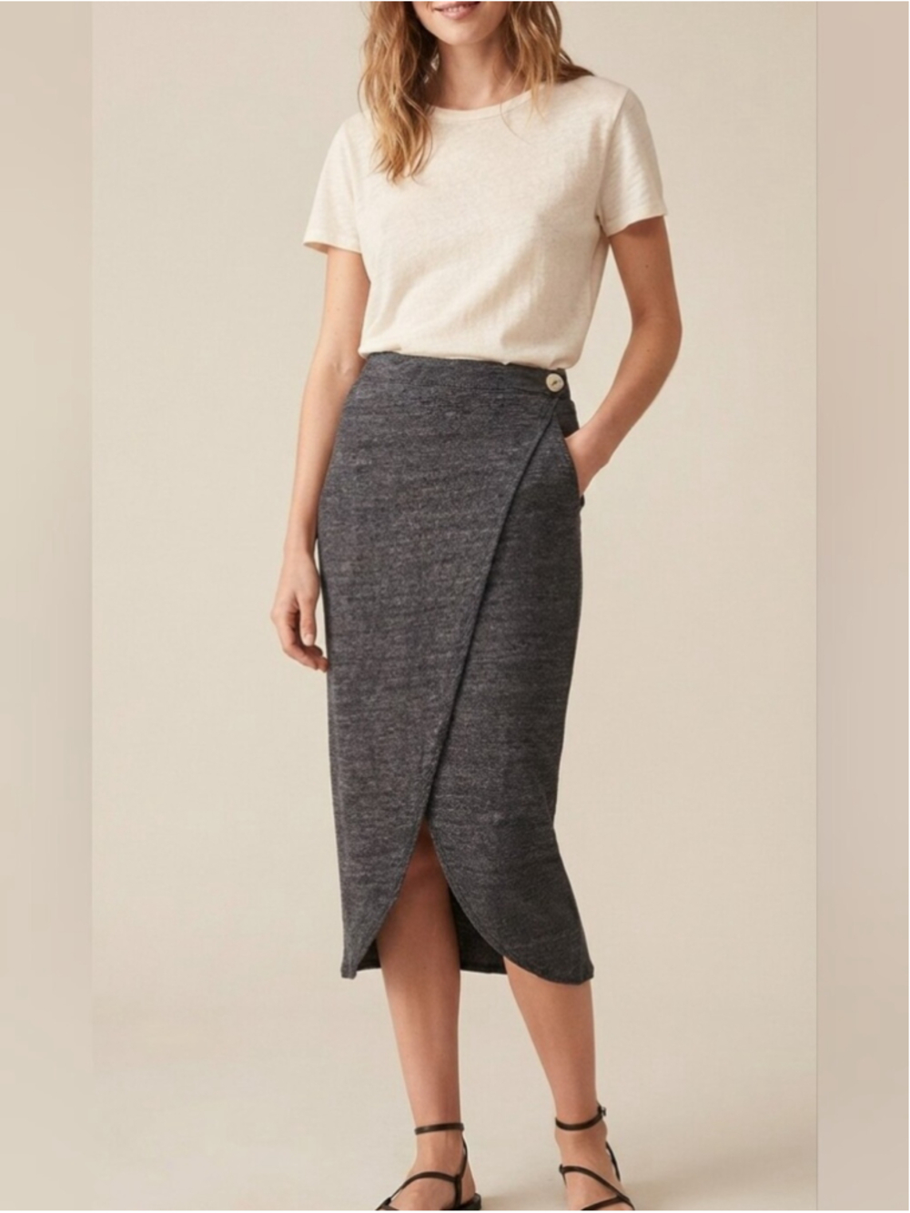 🆕 Nation LTD Marnie Wrap Skirt Sz XS Stretchy Comfortable Neutral Basics Beach